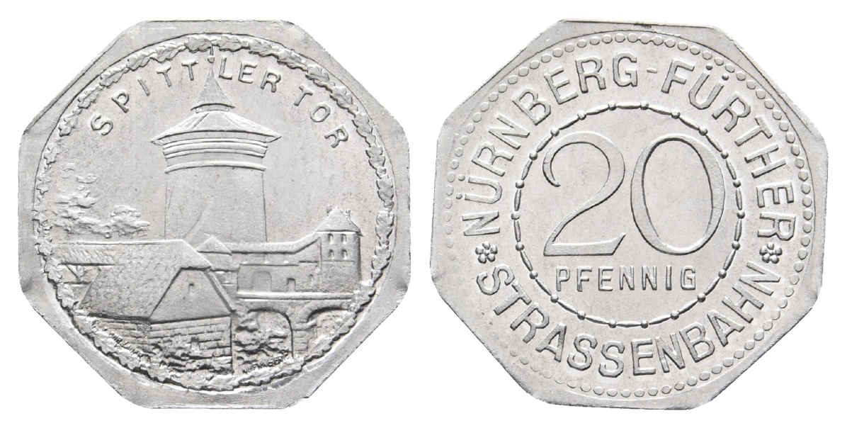 Nürnberg-Fürth Straßenbahn, Notgeld, 20 Pfennig o.J.   