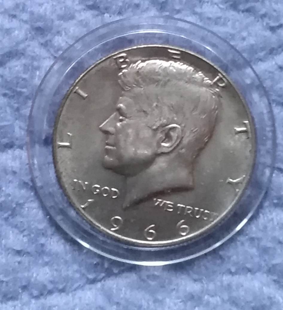  Half Silberdollar, Silber 900er, USA, J.F. Kennedy 1966, in Kapsel   