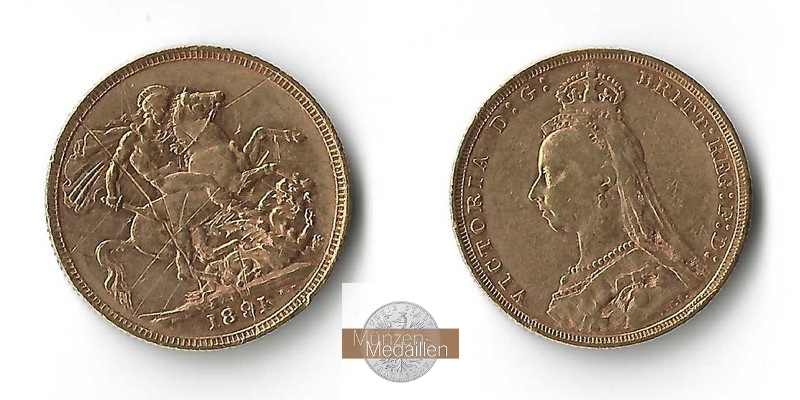 Grossbritannien  Sovereign MM-Frankfurt Feingold: 7,32g Victoria 1837-1901 1891 