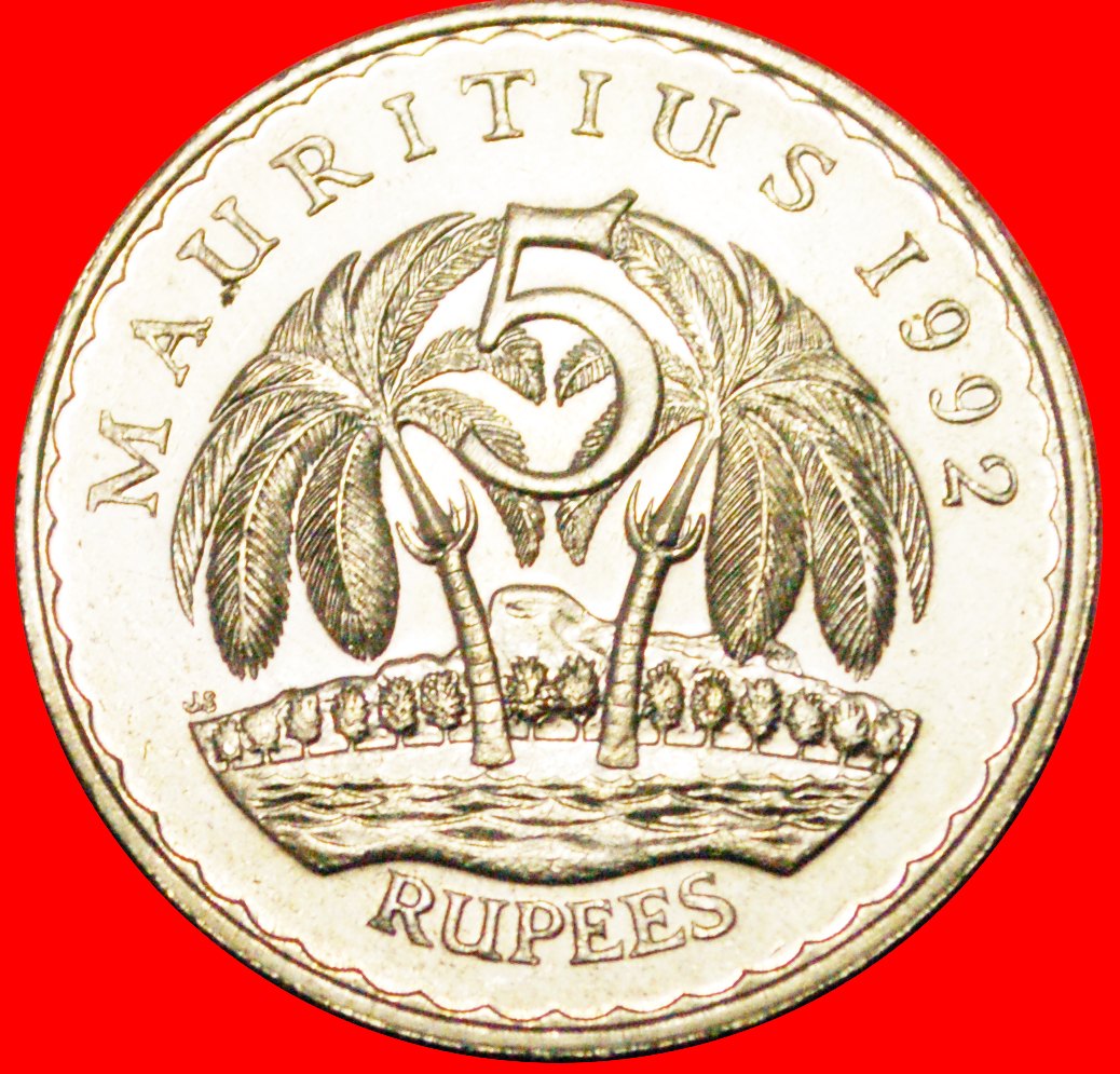  · PALM-TREES: MAURITIUS ★ 5 RUPEE 1992 MINT LUSTER! LOW START ★ NO RESERVE!   