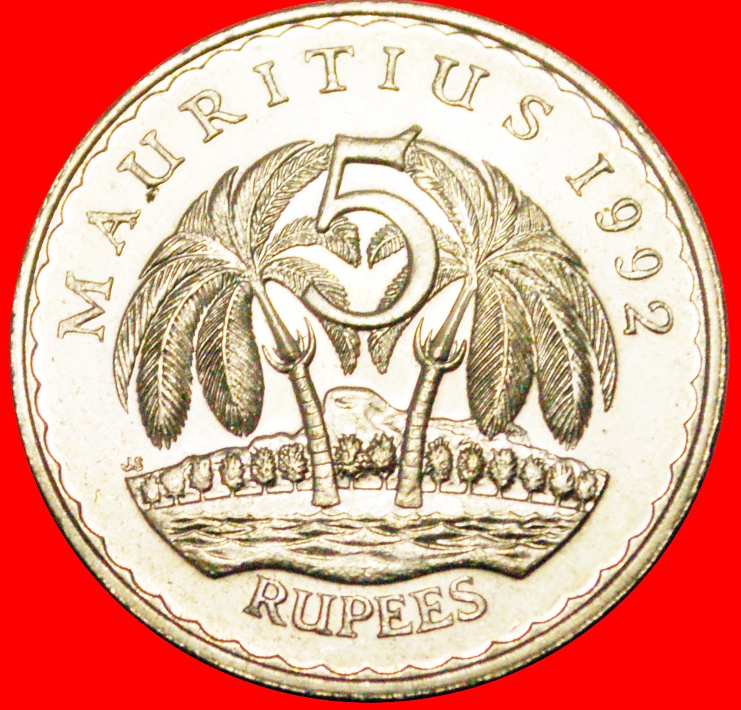  · PALMEN: MAURITIUS ★ 5 RUPEE 1992 VZGL STEMPELGLANZ! OHNE VORBEHALT!   