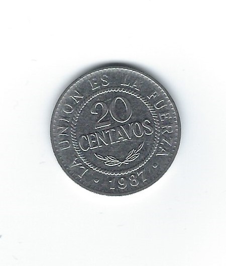  Bolivien 20 Centavos 1987   