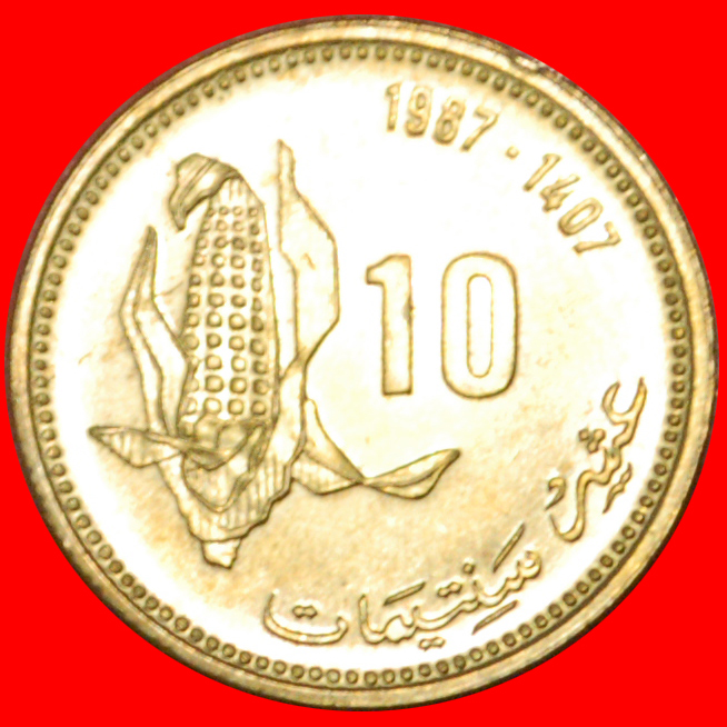  · CORN: MOROCCO ★ 10 CENTIMES 1407 - 1987 UNC MINT LUSTER! LOW START★ NO RESERVE!   