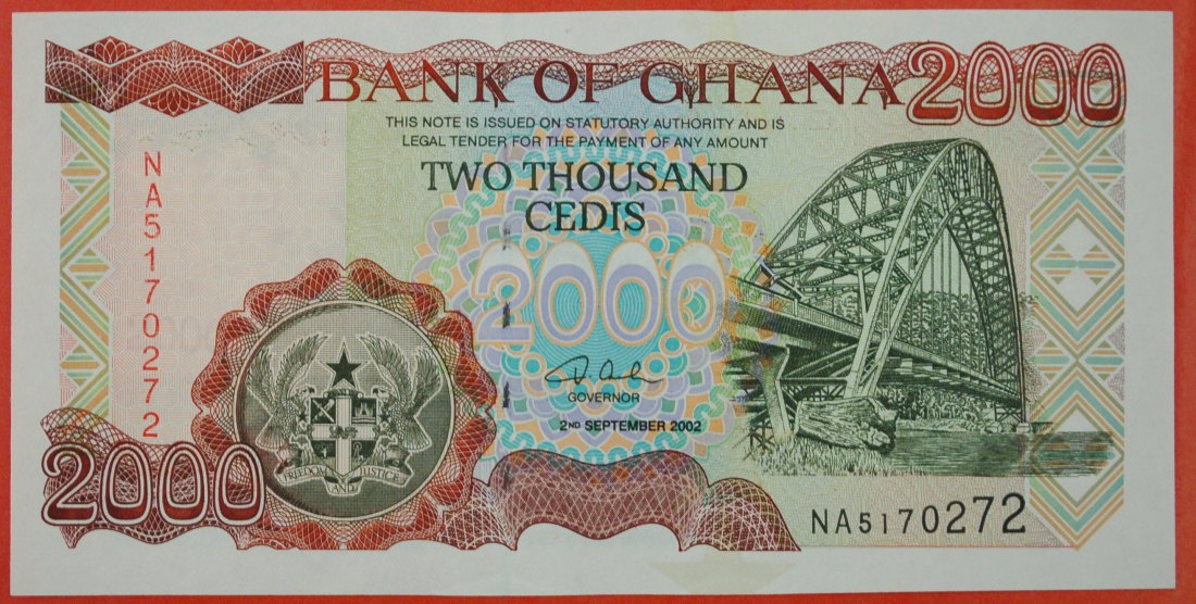  · BRIDGE ★ GHANA ★ 2000 CEDIS 2002! UNC CRISP! LOW START ★ NO RESERVE!   