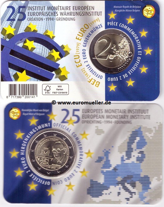 Belgien 2 Euro Gedenkmünze 2019...E.M.I...niederl. Coincard   