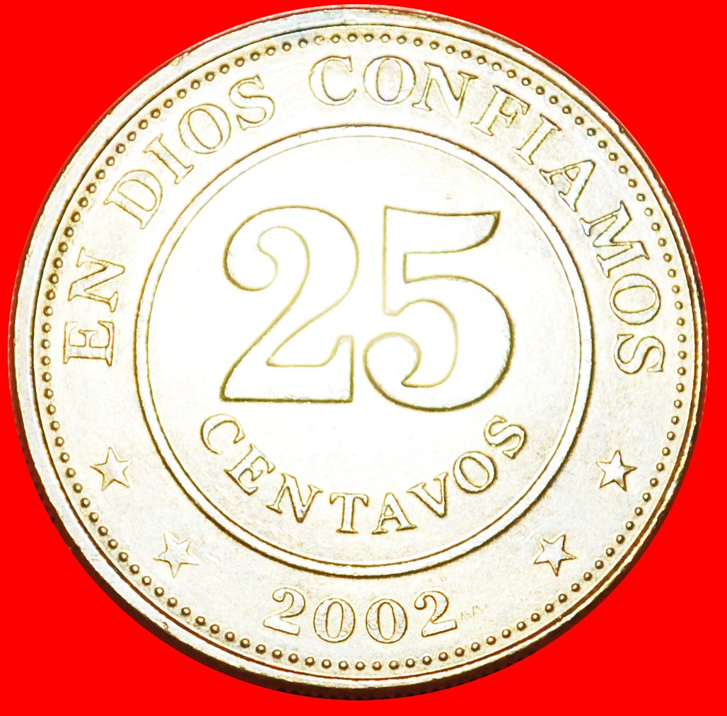  Ⰶ RAINBOW: NICARAGUA ★ 25 CENTAVOS 2002 MINT LUSTER! LOW START ★ NO RESERVE!   