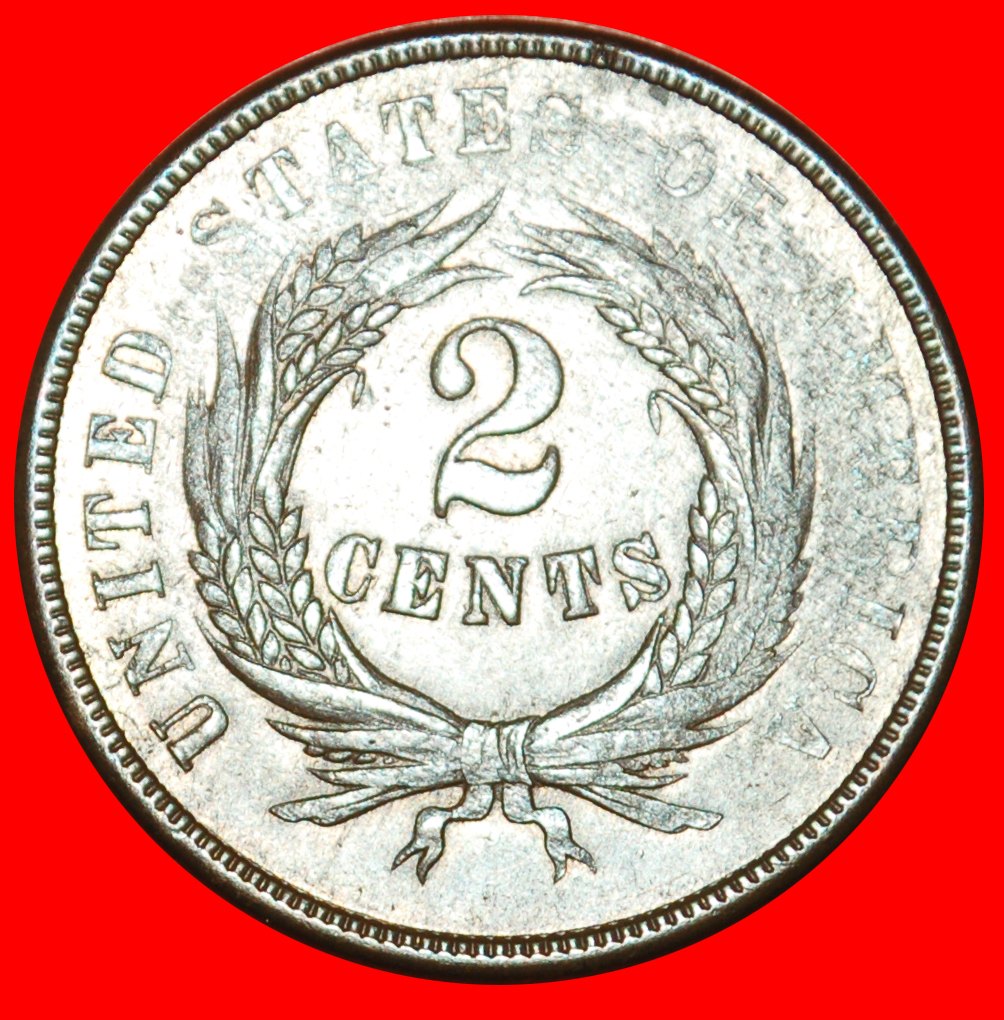 Ⰶ UNION SCHILD (1864-1873): USA ★ 2 CENT 1864 NICHT KLEINES MOTTO ★ UNGEWÖHNLICH! OHNE VORBEHALT!
