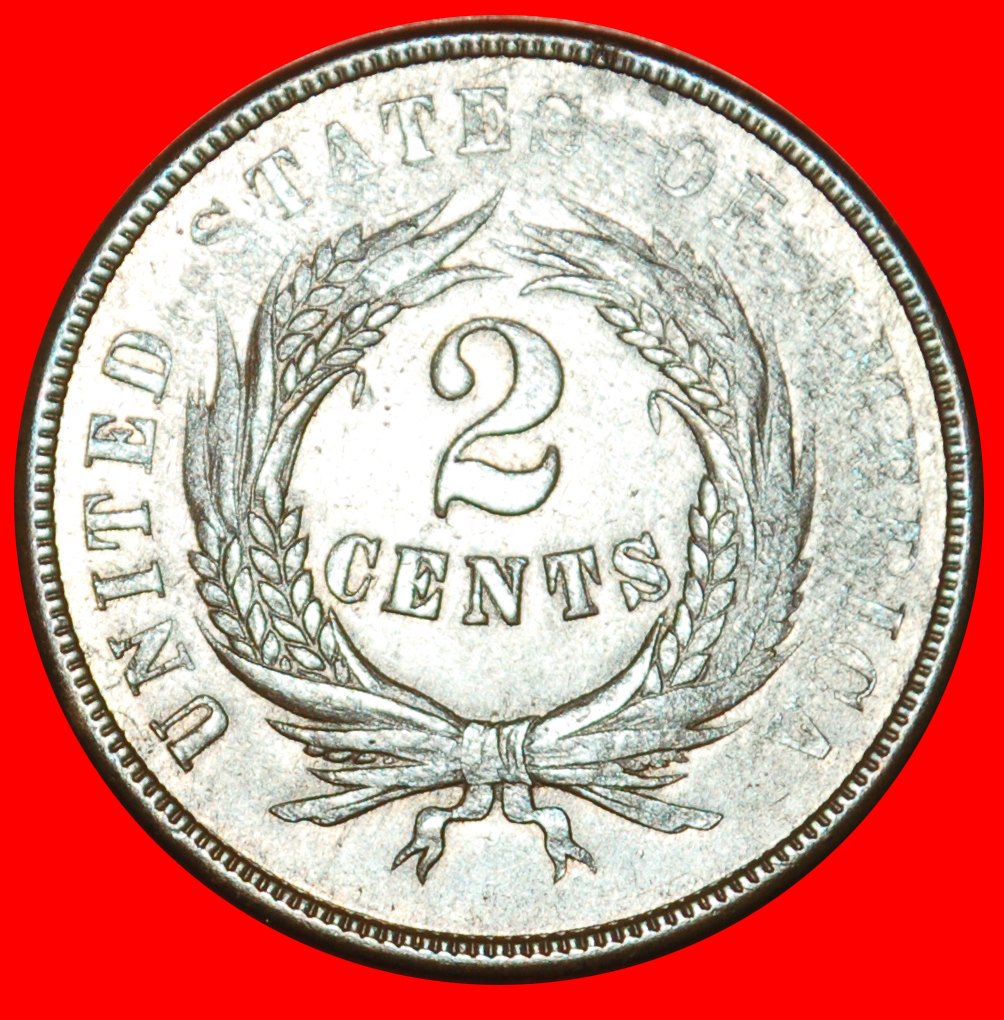  · UNION SCHILD (1864-1873): USA ★ 2 CENTS 1864 NICHT KLEINES MOTTO ★ UNGEWÖHNLICH! OHNE VORBEHALT!   