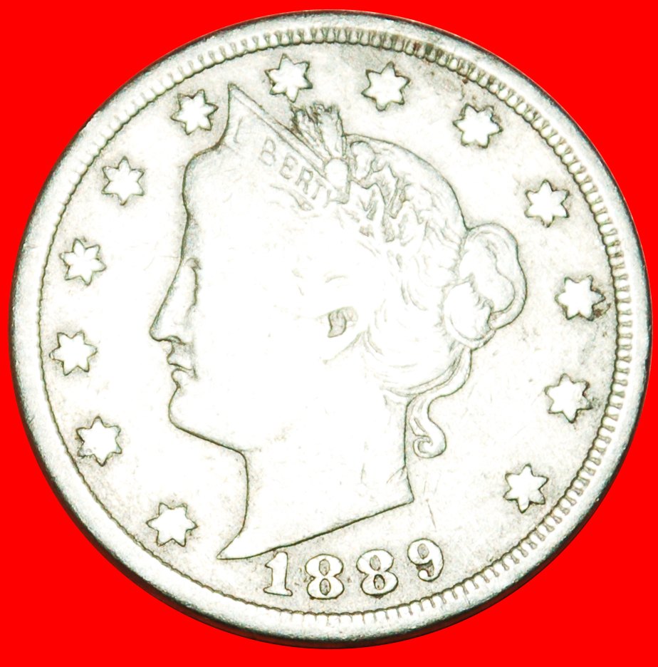 Ⰶ NICHT GOLD FREIHEIT (1883-1913): USA ★ 5 CENT 1889 SELTEN! OHNE VORBEHALT!
