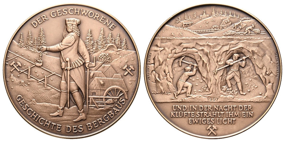  Bergbau-Medaille 1997; Tombak, 97,99 g, Ø 60 mm   