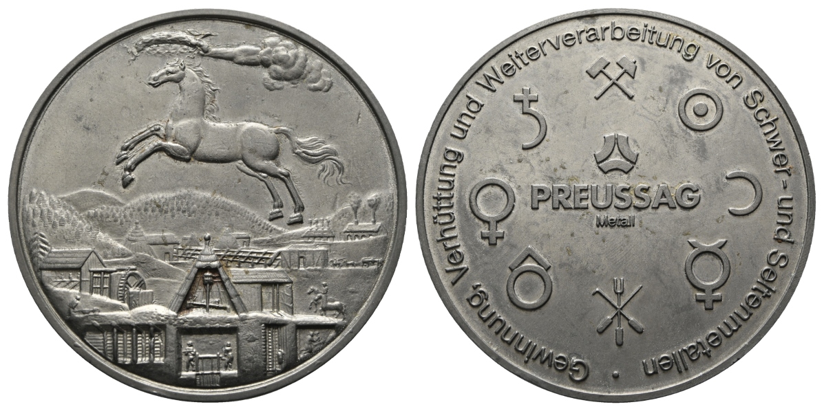  Preussag, Bergbau-Medaille o.J.; Zink, 145,41 g, Ø 75,0 mm   