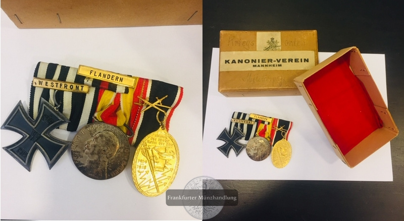  3 Deutsche Orden und Ehrenzeichen Militärverdienstkreuz für Westfront Flandern/Belgien  FM-Frankfurt   