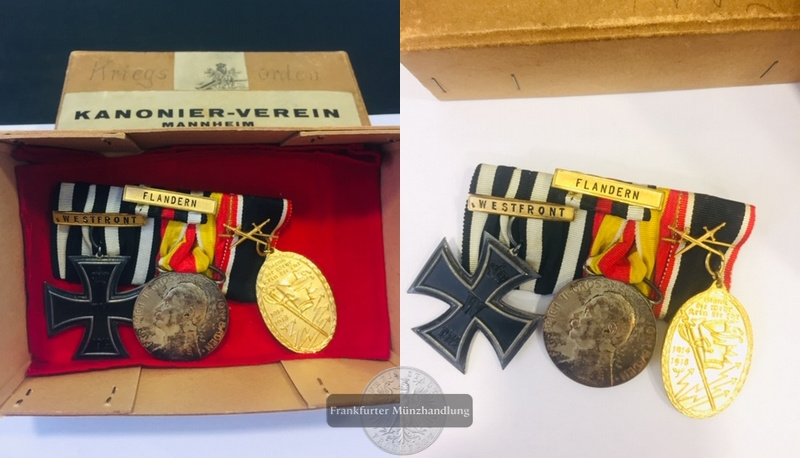  3 Deutsche Orden und Ehrenzeichen Militärverdienstkreuz für Westfront Flandern/Belgien  FM-Frankfurt   
