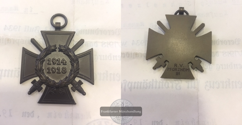  1 Ehrenkreuz des 1 Weltkrieges Militärverdienstkreuz *Frontkämpfer Kreuz*  FM-Frankfurt   