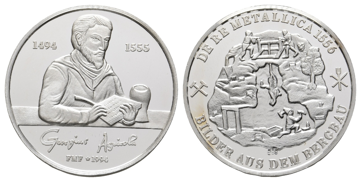  Bergbau-Medaille 1994; 999 AG, 30,91 g, Ø 40,0 mm   