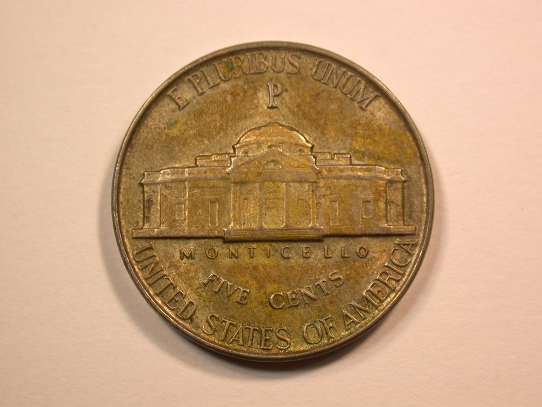  E22  USA 5 Cent Nickel 1945 P in ss-vz   Originalbilder   