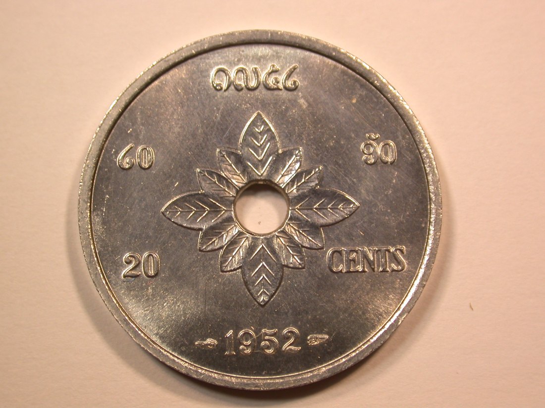 E22  Laos  20 Cent 1952 in f.st/ST   Originalbilder   