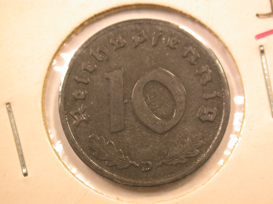  E22 3.Reich  10 Pfennig 1942 D rauher Schrötling, zaponiert in vz-st   Originalbilder   