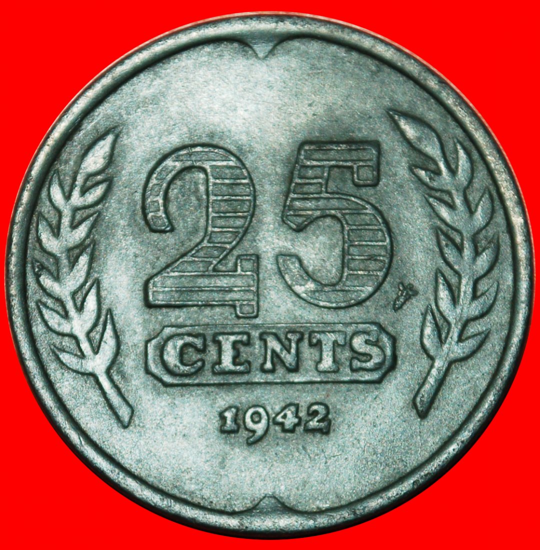  · BESETZUNG durch DEUTSCHLAND (1941-1943) SCHIFF: NIEDERLANDE ★ 25 CENTS 1942! OHNE VORBEHALT!   