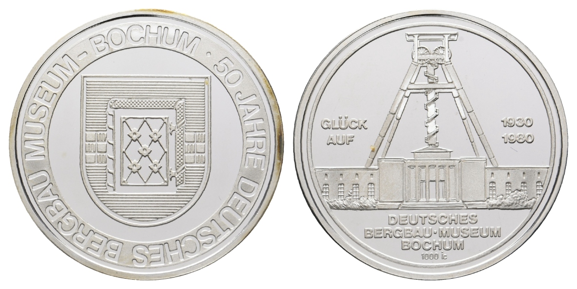  Bochum; Bergbau-Medaille 1980; 1000 AG, 14,96 g, Ø 35,3 mm   
