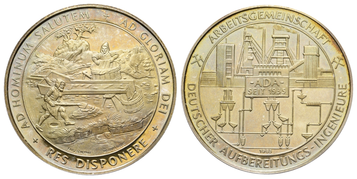  Bergbau-Medaille 1985; 1000 AG, 39,99 g, Ø 50,2 mm   