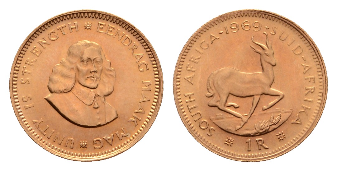  Linnartz Südafrika 1 Rand 1969, f.stgl Gewicht: 3,99g/917er   