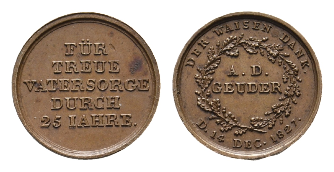  Medaille 1827; Bronze, 1,64 g, Ø 14 mm   