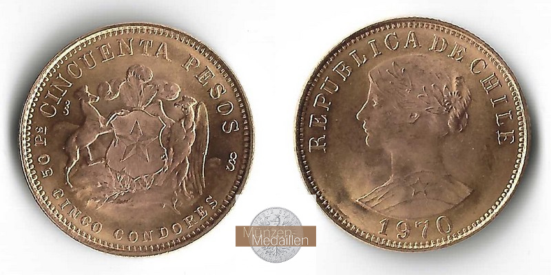 Chile MM-Frankfurt Feingold: 9,15g 50 Pesos 1970 