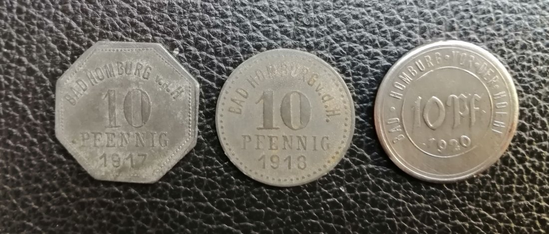  3x 10 Pfennig 1917 + 1918 + 1920 Homburg vor der Höhe Notgeld XXL Bilder   