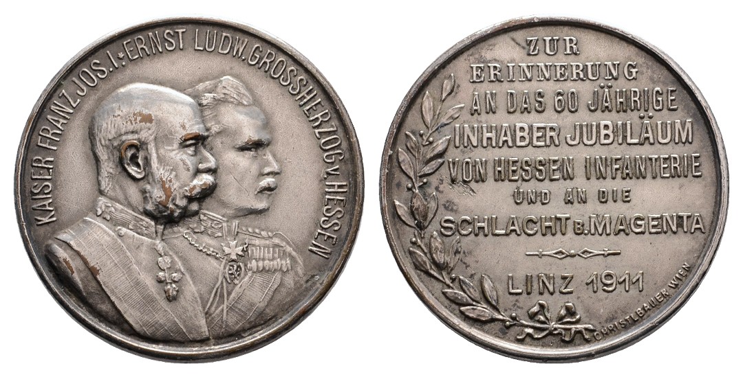  Linnartz Hessen-Darmstadt Ernst Ludwig, Vers. Bronzemed. 1911, 29,2 mm, 9,4 Gr., fast vz   