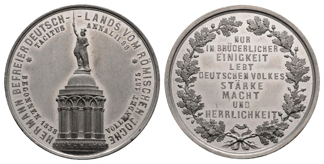  Linnartz DEUTSCHLAND Zinnmed. 1875 (v. Schliephacke), Einweihung des Hermann-Denkmals, 41,2 mm, vz+   
