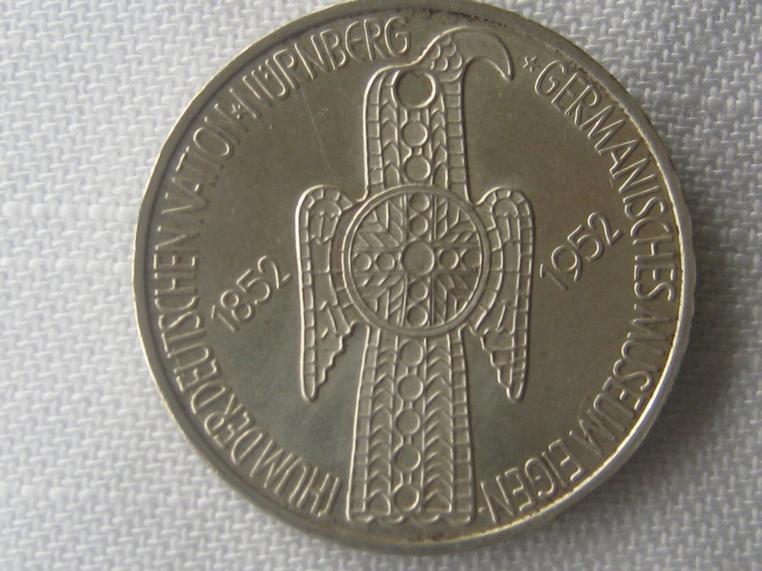 BRD Germanisches Nationalmuseum 1952 5 Mark Prachtexemplar