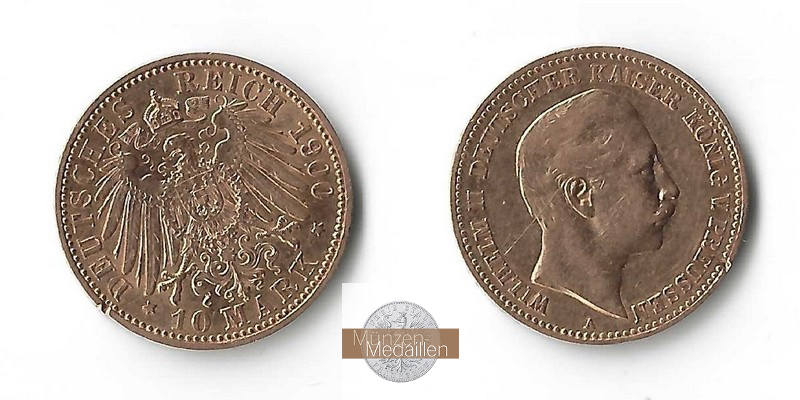 Preussen, Königreich MM-Frankfurt Feingold: 3,58g 10 Mark 1900 A 