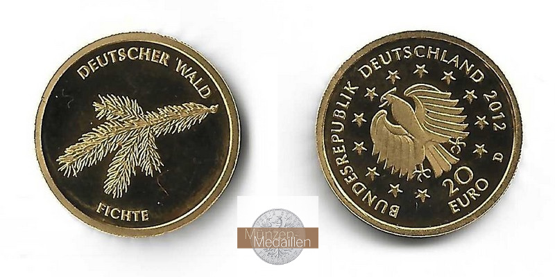 BRD   20 Euro MM-Frankfurt  Feingold: 3,89g Deutscher Wald - Fichte 2012 D 