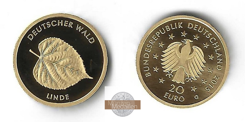 BRD  20 Euro MM-Frankfurt  Feingold: 3,89g Deutscher Wald - Linde 2015 G 