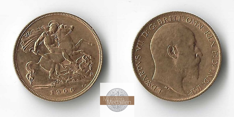 Grossbritannien  Sovereign MM-Frankfurt Feingold: 7,32g Edward VII. 1906 