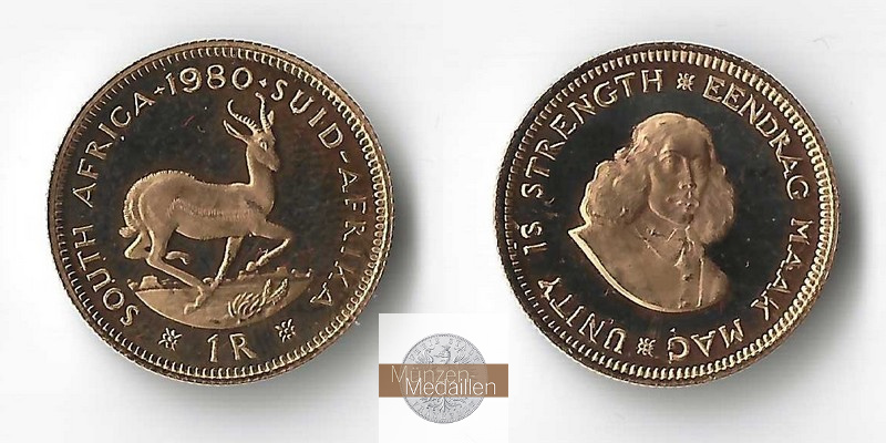 Süd Afrika MM-Frankfurt Feingold: 3,66g 1 Rand 1980 