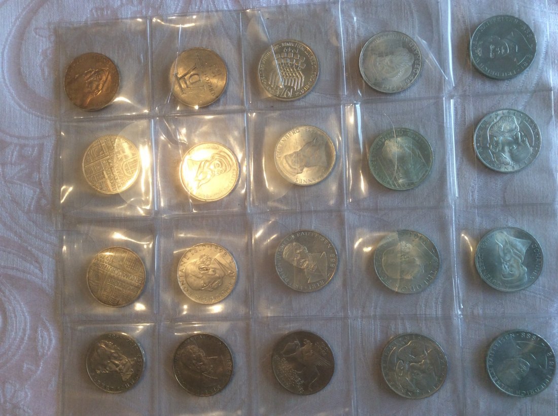 BRD 5 DM Sammlung in Silber 20 x 5 DM teils Patina, teils bankfrisch