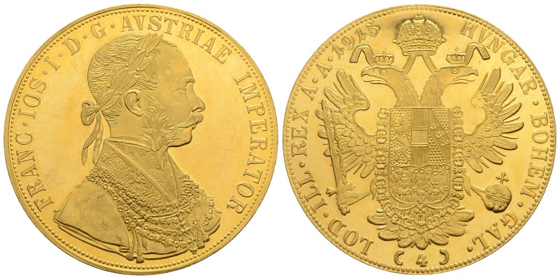 PEUS 4097 Österreich 13,76 g Feingold. Franz Joseph I. (1848 - 1916) 4 Dukaten (off.NP) GOLD 1915 Kl. Kratzer, Vorzüglich