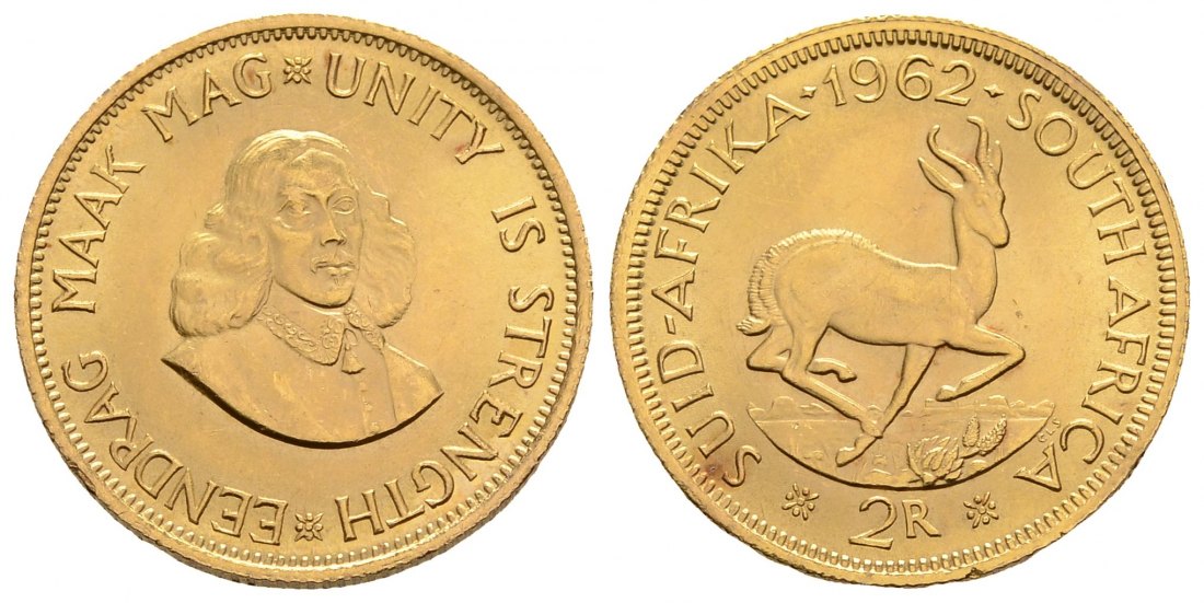 PEUS 4101 Südafrika 7,32 g Feingold 2 Rand GOLD 1962 Fast Stempelglanz