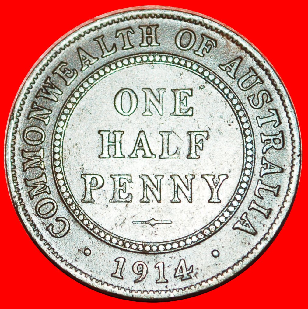  · GREAT BRITAIN: AUSTRALIA ★ 1/2 PENNY 1914 UNCOMMON! George V (1911-1936) LOW START ★ NO RESERVE!   