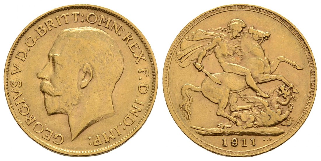 PEUS 4113 Großbritannien 7,32 g Feingold. Georg V. (1910 - 1936) Sovereign GOLD 1911 Sehr schön