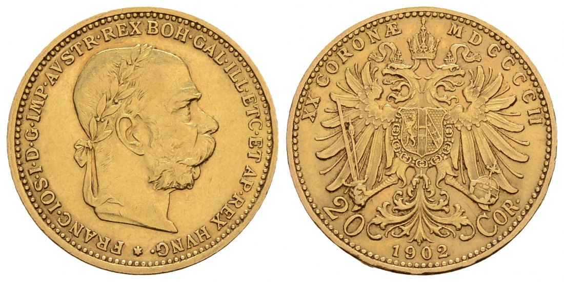 PEUS 4132 Österreich 6,1 g Feingold. Franz Joseph I. (1848 - 1916) 20 Kronen GOLD 1902 Sehr schön