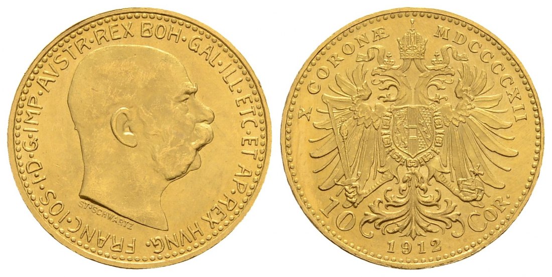 PEUS 4135 Österreich 3,05 g Feingold. Franz Joseph I. (1848 - 1916) 10 Kronen GOLD 1912 (off. NP) Stempelglanz