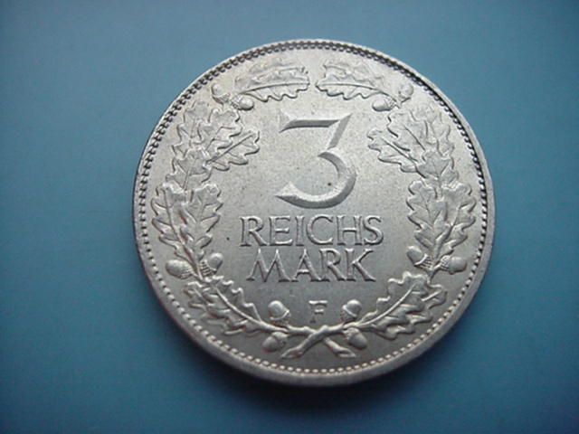 Weimarer RepublikRheinlande 3 Reichsmark 1925 F-Silber