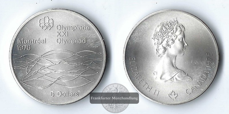  Kanada,  5 Dollar  1975 Olympics'76  FM-Frankfurt Feinsilber: 23,03g   
