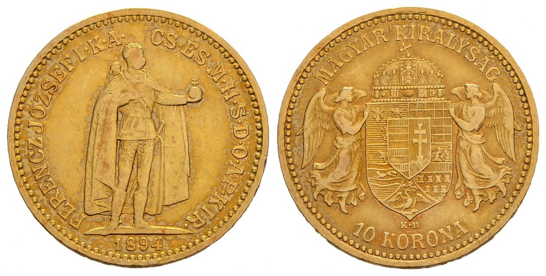 PEUS 4167 Ungarn 3,05 g Feingold. Franz Joseph I. (1848 - 1916) 10 Kronen GOLD 1894 KB Kremnitz Sehr schön