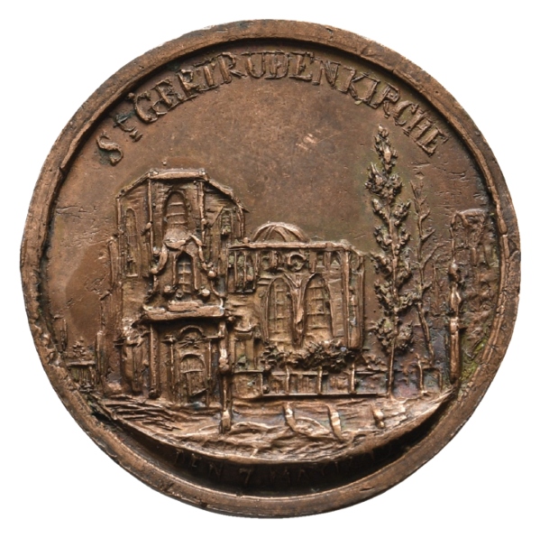  Hamburg; Bronzeabschlag 1842, 4,94 g, Ø 29,3 mm   