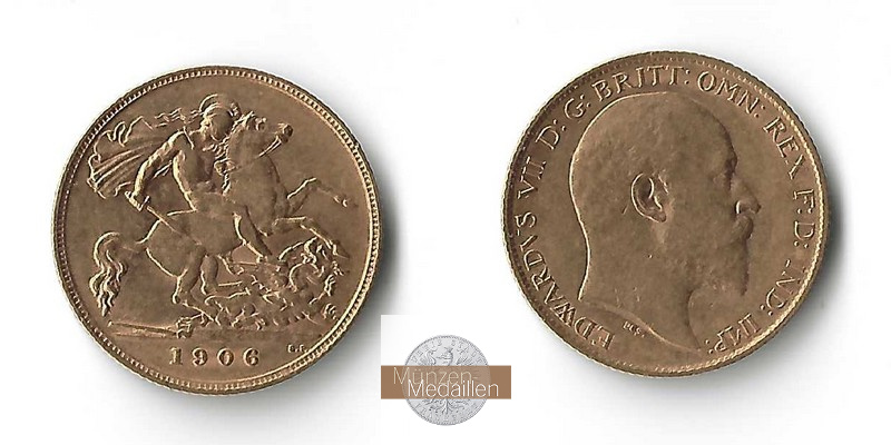 Grossbritannien  Sovereign MM-Frankfurt Feingold: 7,32g Edward VII. 1906 