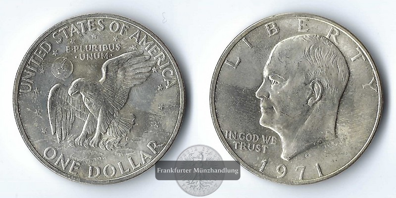  USA,  1 Dollar  1971 S  Eisenhower Dollar    FM-Frankfurt  Feinsilber: 9,72g   